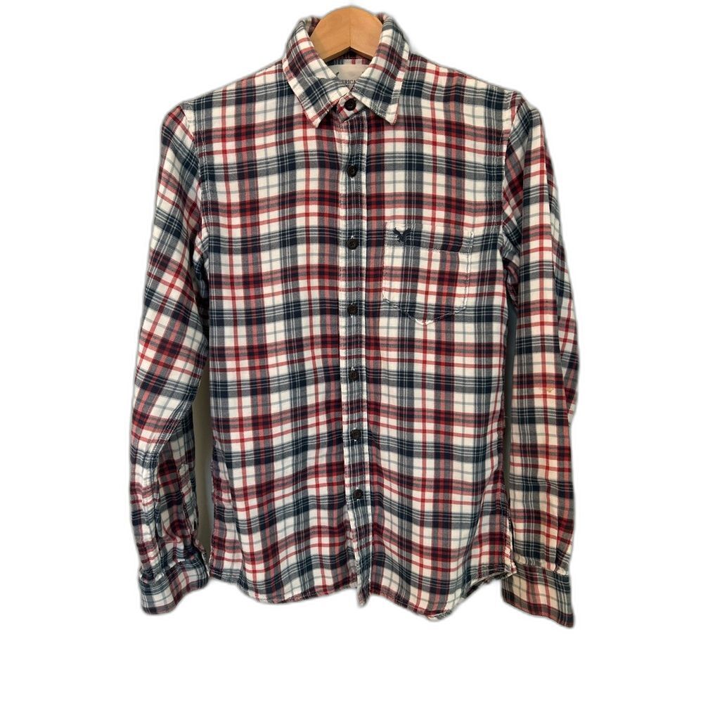 American Eagle Outfitters‎ Red and Blue Plaid Men’s Casual Shirt Size XS